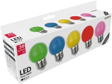 LED dekor G45 1W E27 5 db/cs (5 szín)