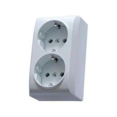 MINI 2x2+F dupla földelt dugalj fehér